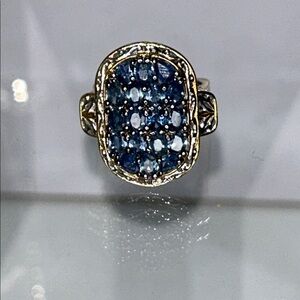 Gems en Vogue Genuine Blue Sapphire Sterling Gold Accent Designer Ring Bohemian